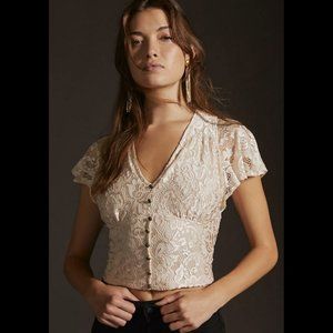 Anthropologie V-Neck Flutter Hem Top